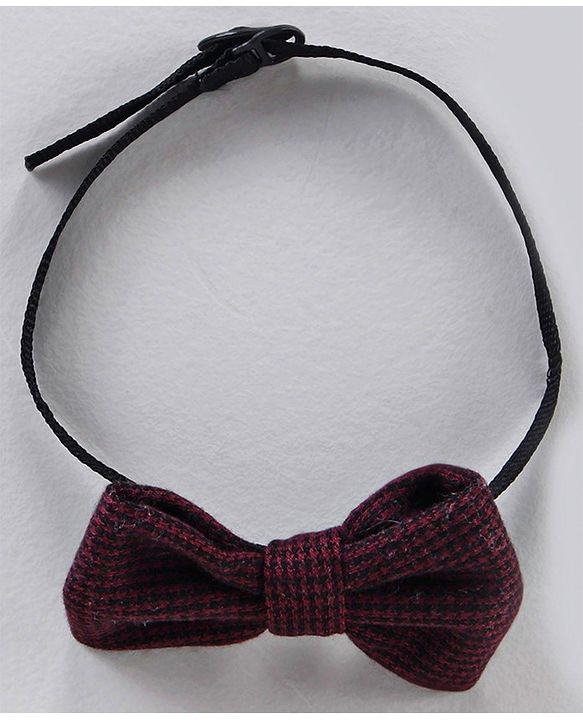Babyhug 3 Piece Full Sleeves Party Suit With Bow - Maroon White