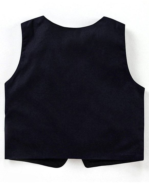 Babyhug 3 Piece Full Sleeves Party Suit With Bow - Light & Navy Blue