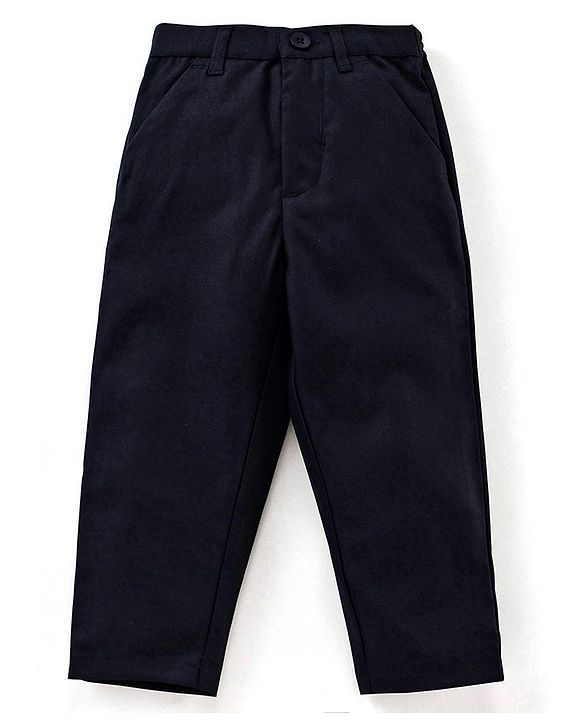 Babyhug 3 Piece Full Sleeves Party Suit With Bow - Light & Navy Blue