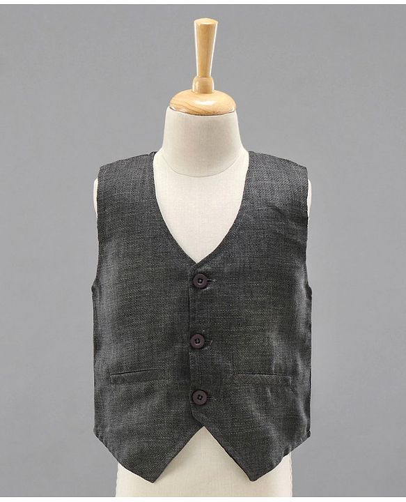 Babyhug 3 Piece Full Sleeves Party Suit With Bow - Grey White