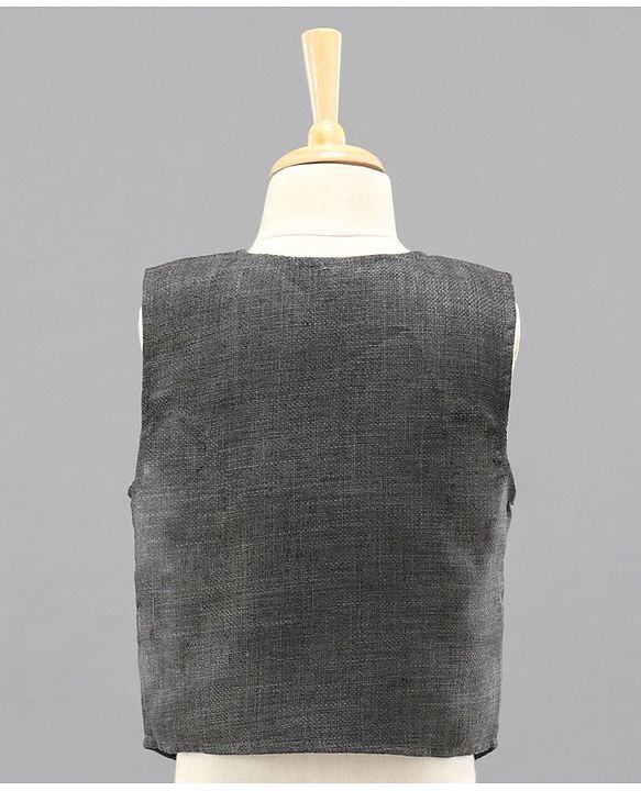 Babyhug 3 Piece Full Sleeves Party Suit With Bow - Grey White