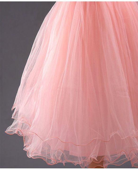 Babyhug Sleeveless Embroidered Party Frock with Corsage - Peach