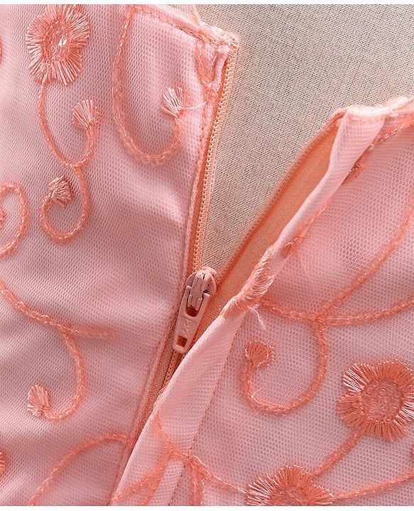 Babyhug Sleeveless Embroidered Party Frock with Corsage - Peach