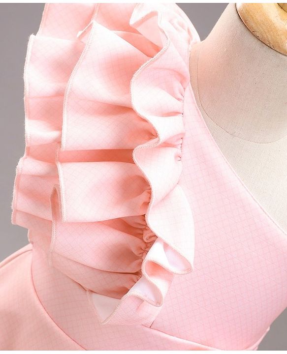 Babyhug Sleeveless Party Wear Frock With Bow Applique - Peach