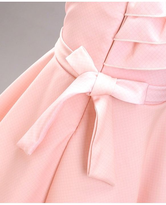 Babyhug Sleeveless Party Wear Frock With Bow Applique - Peach