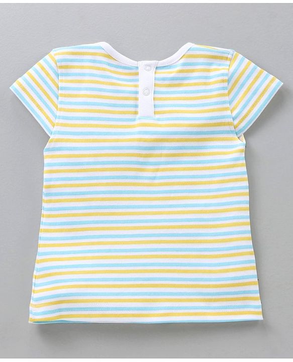 Babyhug Dungaree and Cap Sleeves Tee Set Floral Print - Blue