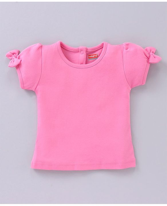 Babyhug Short Sleeves T-Shirt With Dungaree Floral Print - Pink