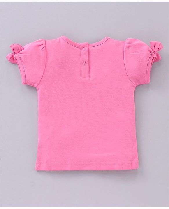 Babyhug Short Sleeves T-Shirt With Dungaree Floral Print - Pink