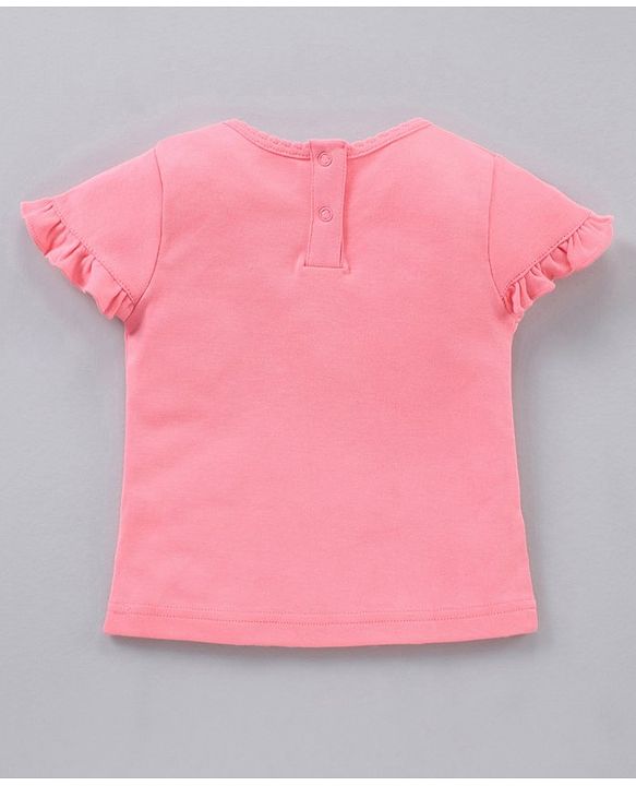 Babyhug Cap Sleeves Cotton Tee With Dungaree Lemon Print- Pink