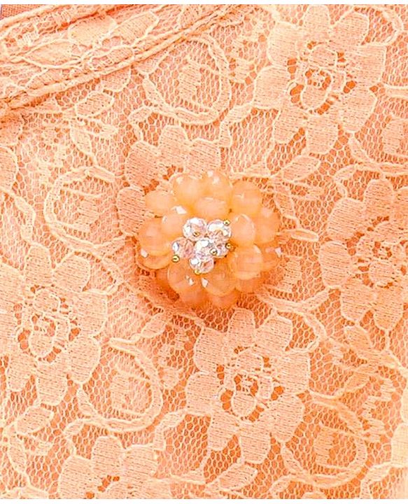Babyhug Half Sleeves Party Wear Shrug with Corsage Solid - Peach