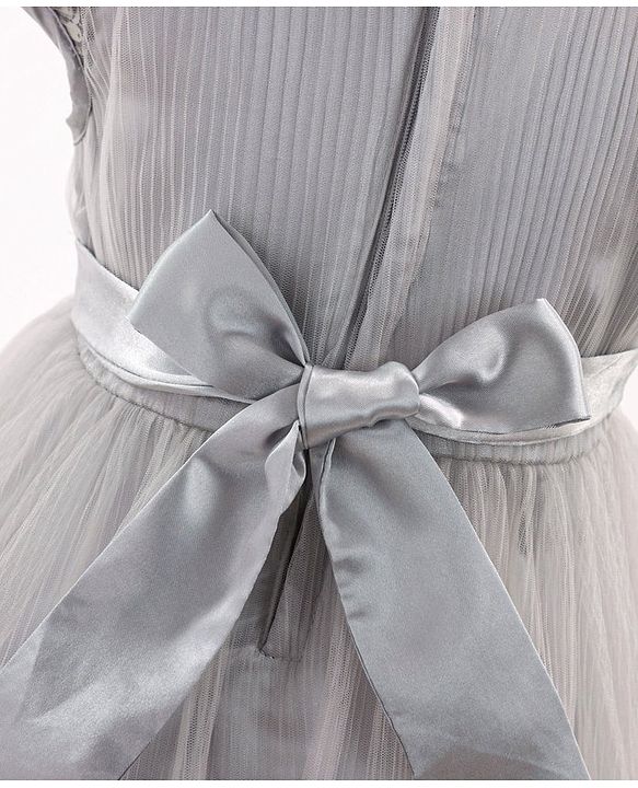 Babyhug Cap Sleeves Party Wear Tutu Sequined Frock Corsage Applique - Grey