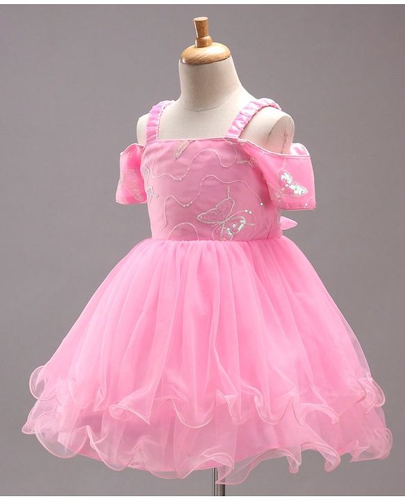 Babyhug Sleeveless Flared Party Frock with Corsage - Pink