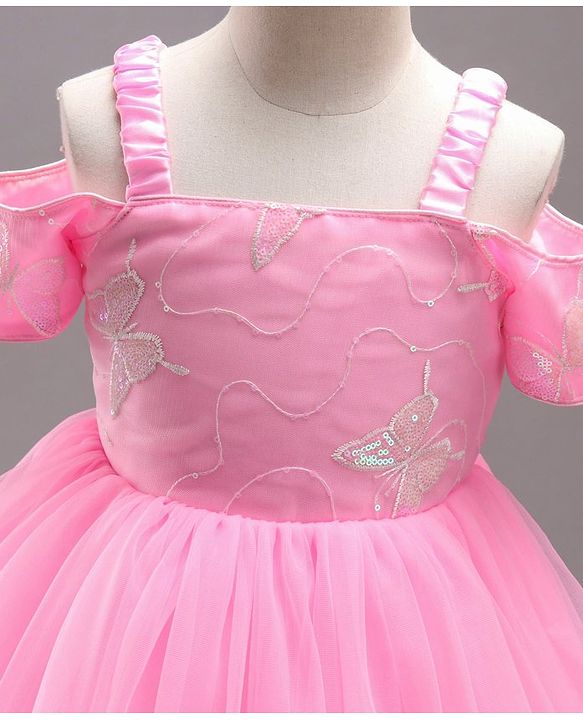 Babyhug Sleeveless Flared Party Frock with Corsage - Pink