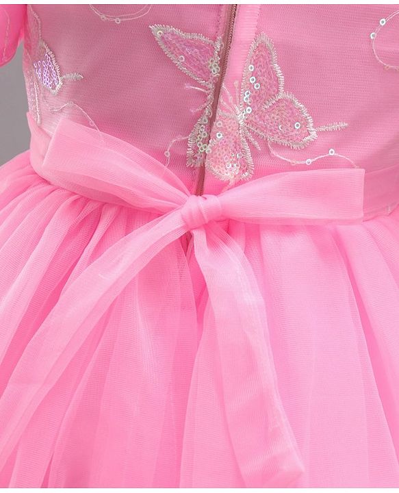 Babyhug Sleeveless Flared Party Frock with Corsage - Pink