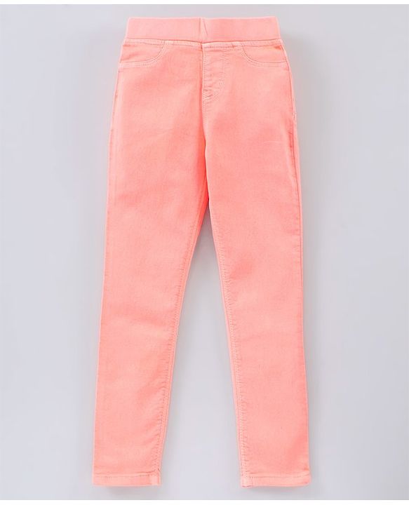 Pine Kids Full Length OD Jegging With Enzyme Softner Wash - Peach