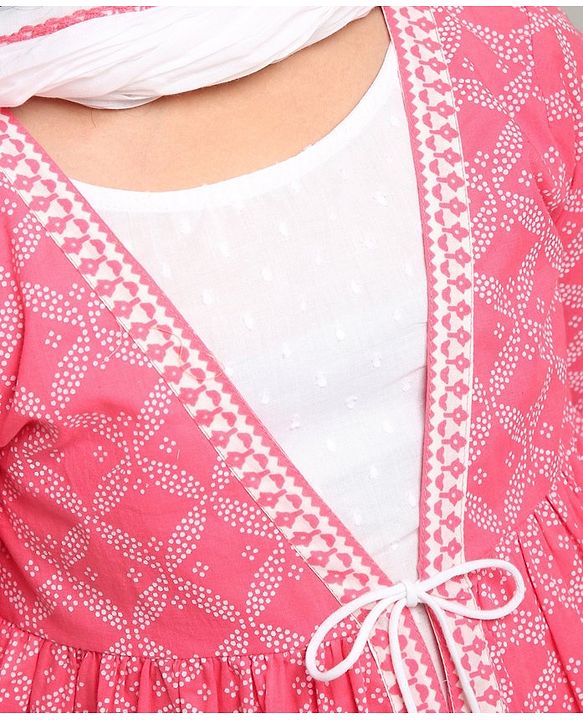 Pine Kids Printed Indo Western Ethnic Set - Pink