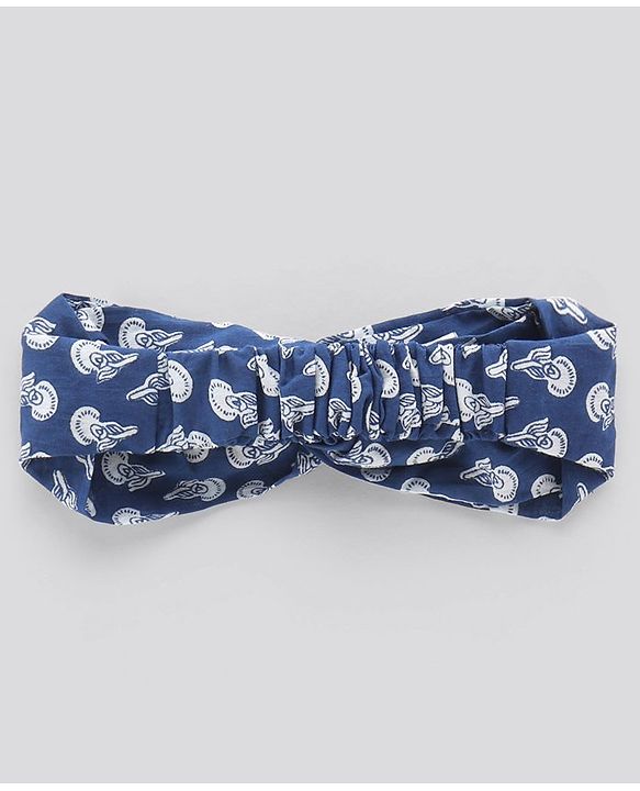 Pine Kids Printed Ethnic Dresses with Hair Band - Blue