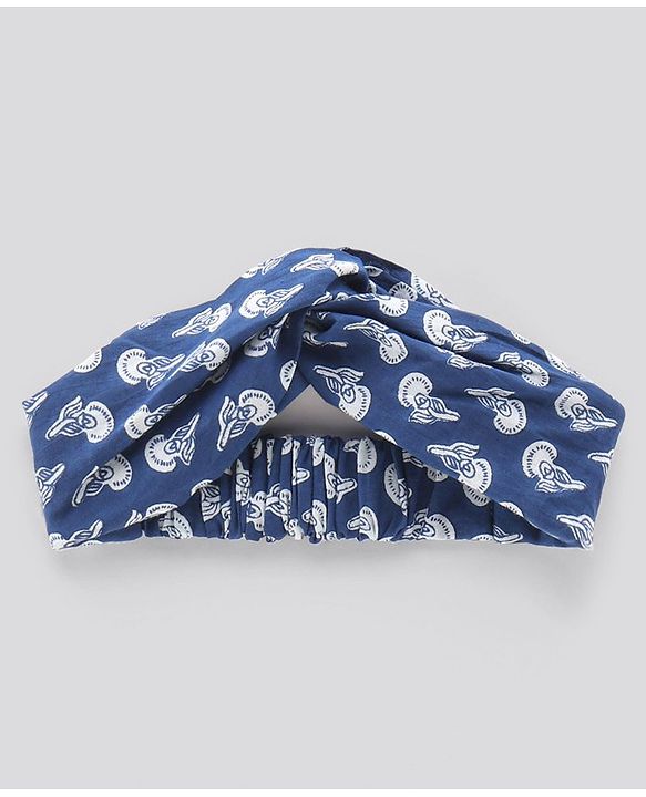 Pine Kids Printed Ethnic Dresses with Hair Band - Blue