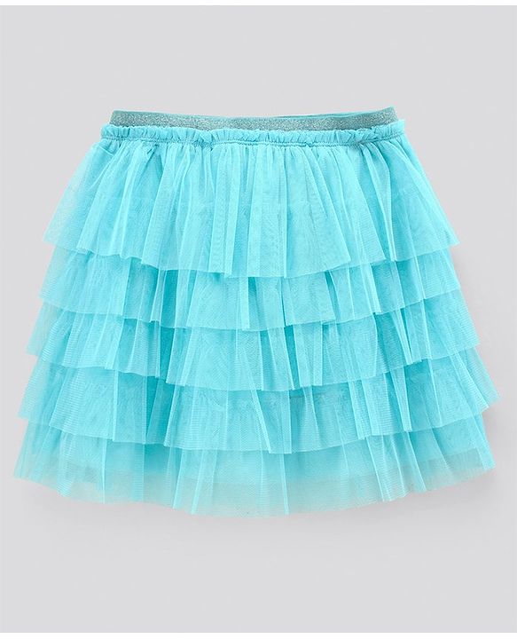 Pine Kids Above Knee Length Mesh Layer Skirt - Blue