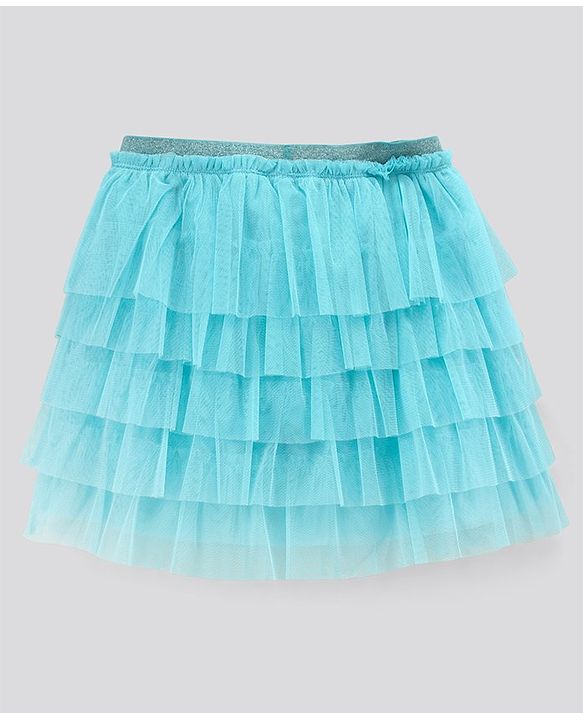Pine Kids Above Knee Length Mesh Layer Skirt - Blue