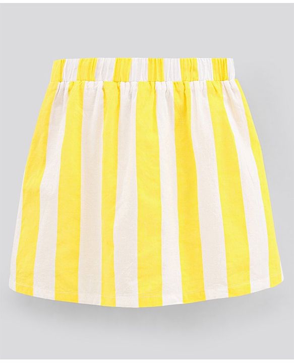 Pine Kids Above Knee Length Softener Washed Skirt Stripes Print - Yellow