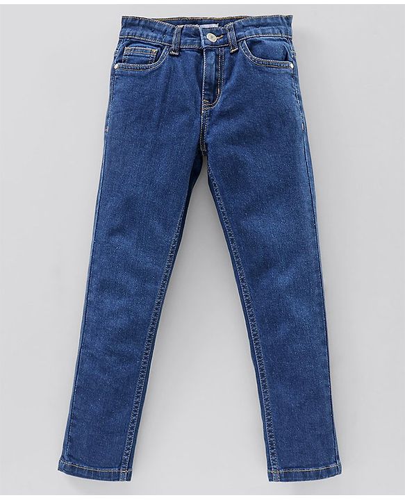 Pine Kids Enzyme Wash Full Length Denim Jeans - Dark Blue