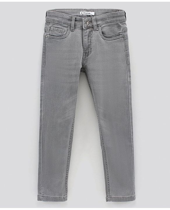 Pine Kids Full Length Denim Jeans With Enzyme Wash - Grey