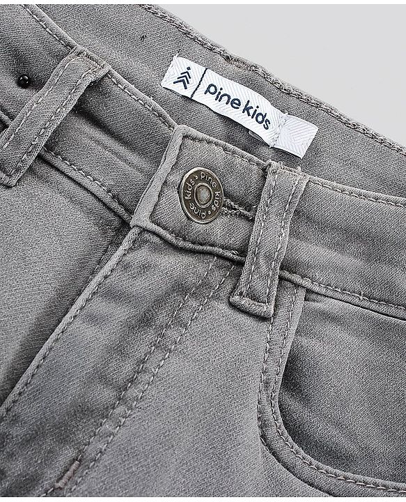 Pine Kids Full Length Denim Jeans With Enzyme Wash - Grey