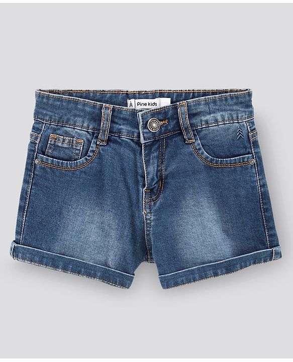 Pine Kids Denim Knee Length Shorts - Blue