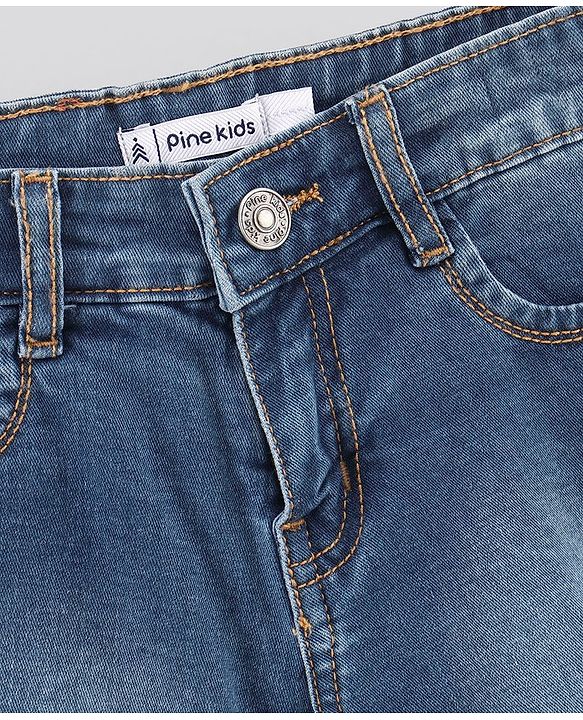 Pine Kids Denim Knee Length Shorts - Blue