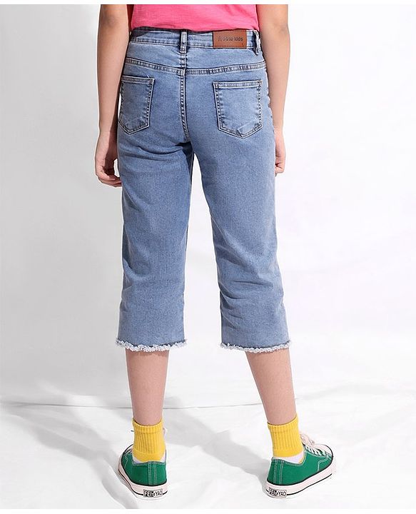 Pine Kids Capri Length Enzyme Wash Jeans - Light Blue