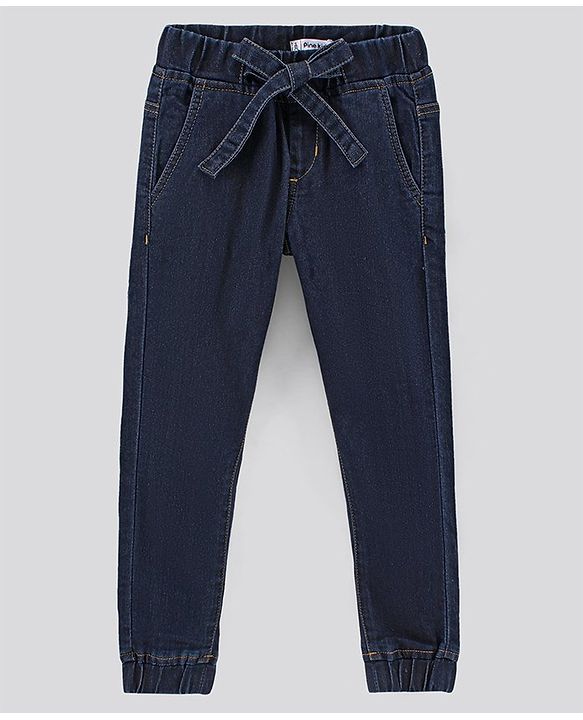 Pine Kids Full Length Solid Joggers - Dark Blue