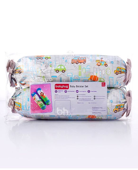 Babyhug Bolster Set of 2 Vehicle Print - Multicolor