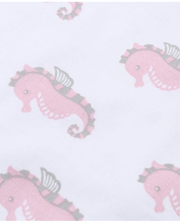 Babyhug Rai (Mustard) Seed Filling Pillow Rectangle Shape Sea Horse Print -White&Pink| Natural Warming Property| Prevents Colds & Flat Head Syndrome| Natural Remedy| New Born| Neck & Shoulder Support