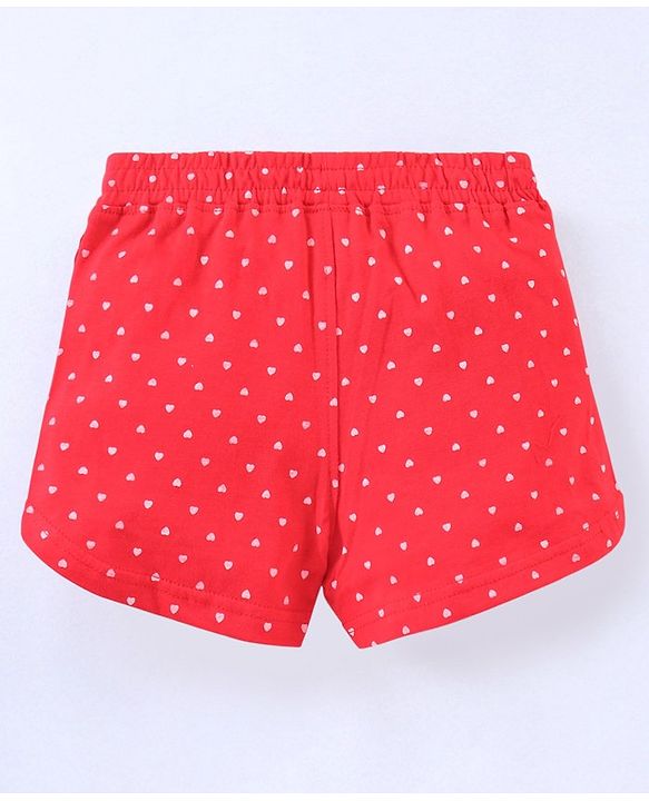 Pine Kids Mid Thigh Organic Cotton Biowashed Shorts Pack of 2 - Red Green