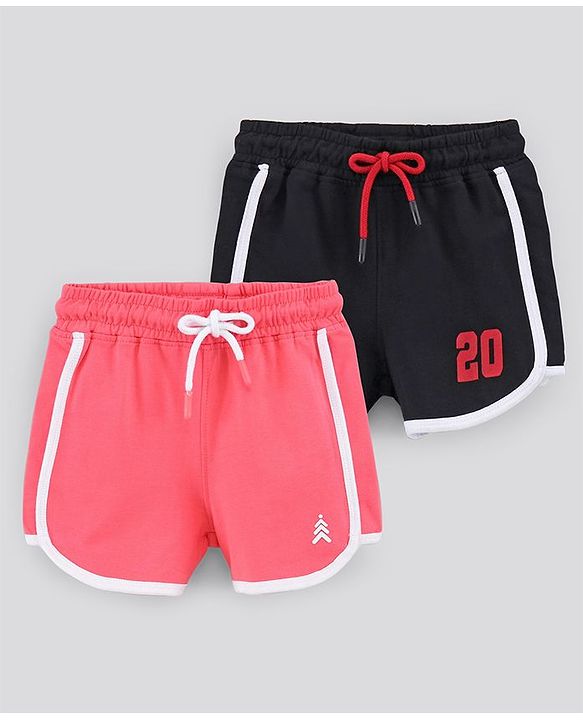 Pine Kids Shorts With Organic Cotton & Biowash Pack of 2 - Pink Navy
