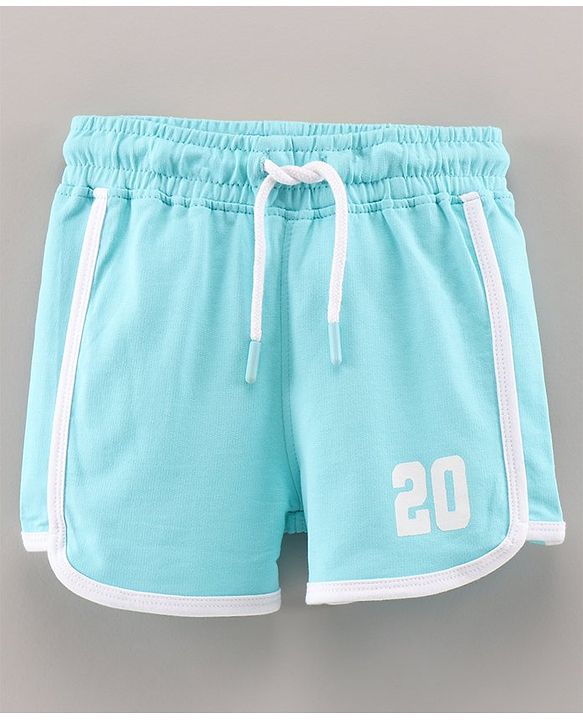 Pine Kids Knee Length Solid Color Shorts with Organic Cotton and Biowash - Blue Pink