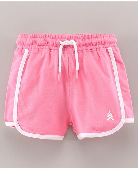 Pine Kids Knee Length Solid Color Shorts with Organic Cotton and Biowash - Blue Pink
