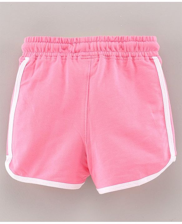 Pine Kids Knee Length Solid Color Shorts with Organic Cotton and Biowash - Blue Pink