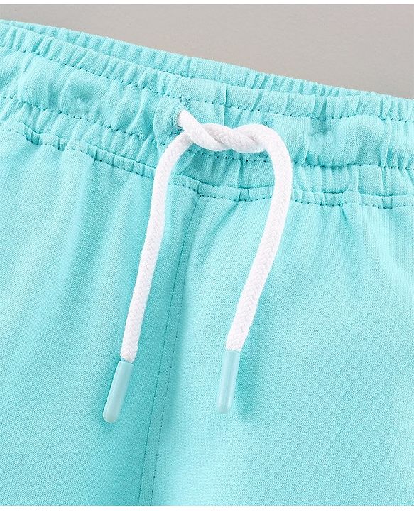 Pine Kids Knee Length Solid Color Shorts with Organic Cotton and Biowash - Blue Pink