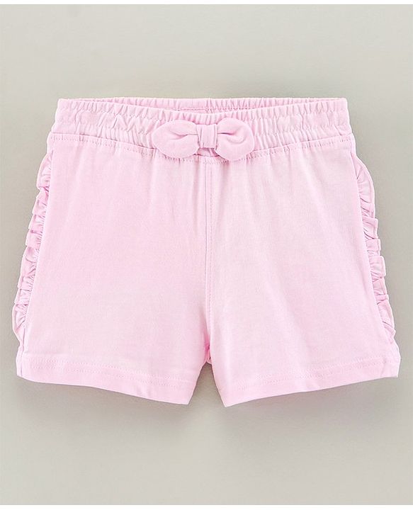 Pine Kids Knee Length Solid Color Shorts with Organic Cotton and Biowash - Blue Pink