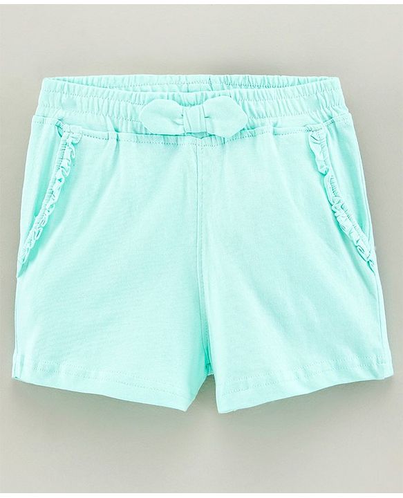 Pine Kids Knee Length Solid Color Shorts with Organic Cotton and Biowash - Blue Pink