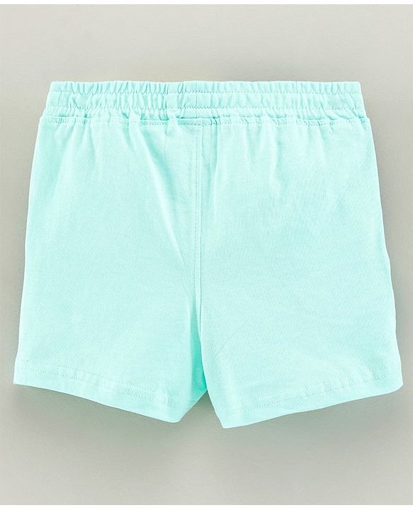 Pine Kids Knee Length Solid Color Shorts with Organic Cotton and Biowash - Blue Pink