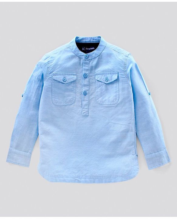 Pine Kids Half Sleeves Biowashed Solid T-Shirt and Shorts Set - Blue