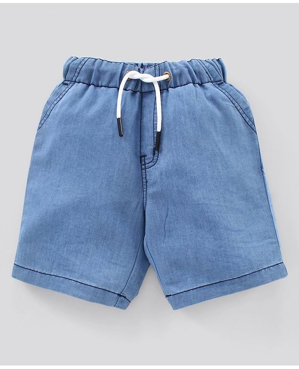Pine Kids Half Sleeves Biowashed Solid T-Shirt and Shorts Set - Blue