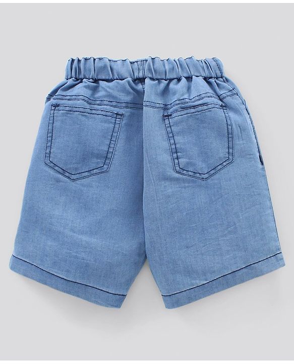 Pine Kids Half Sleeves Biowashed Solid T-Shirt and Shorts Set - Blue