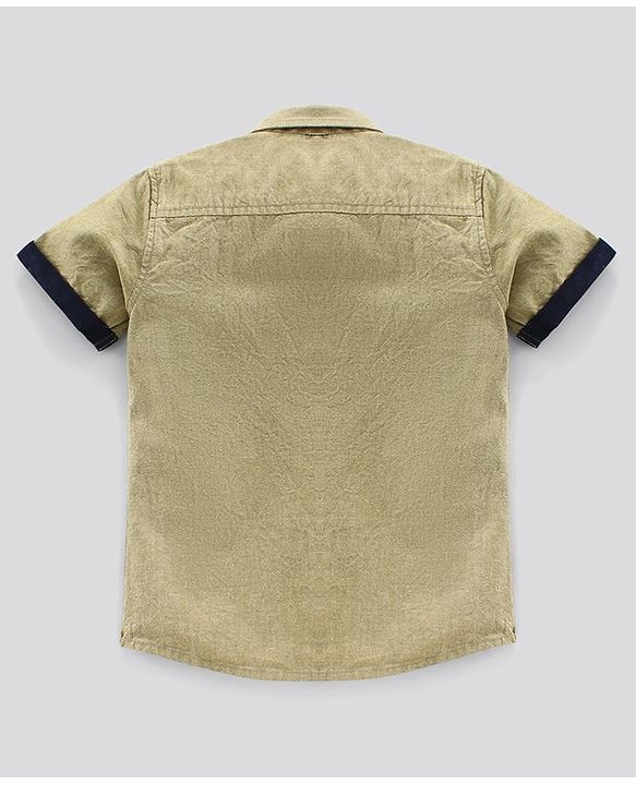 Pine Kids Half Sleeve Solid Shirt with Bow and Shorts Set Softener Wash - Olive White