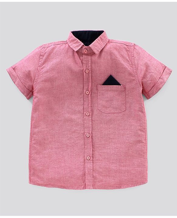 Pine Kids Half Sleeve Shirt and Shorts Set with Bow - Pink Navy