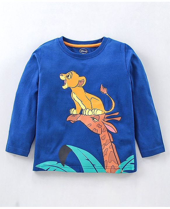 Babyhug Full Sleeves Night Suit Simba Print - Navy