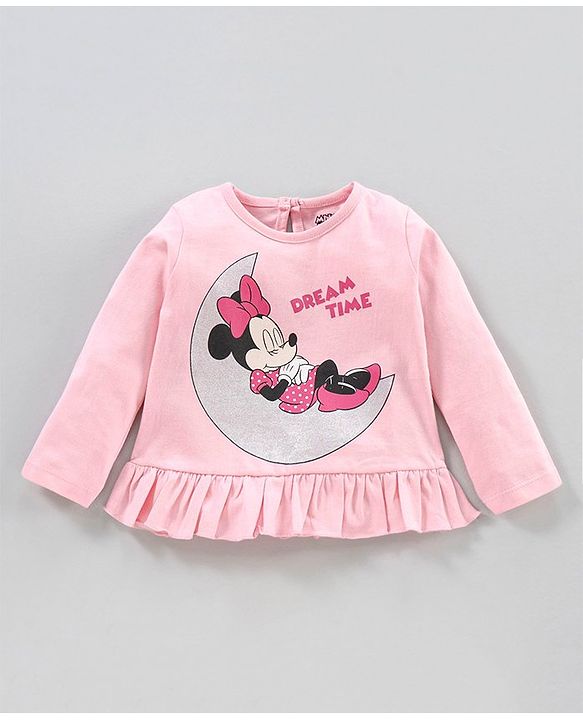 Babyhug Disney Full Sleeves Night Suit Minnie Mouse Print - Pink
